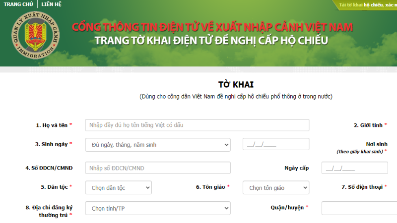 cách làm hộ chiếu online tại Hà Nội