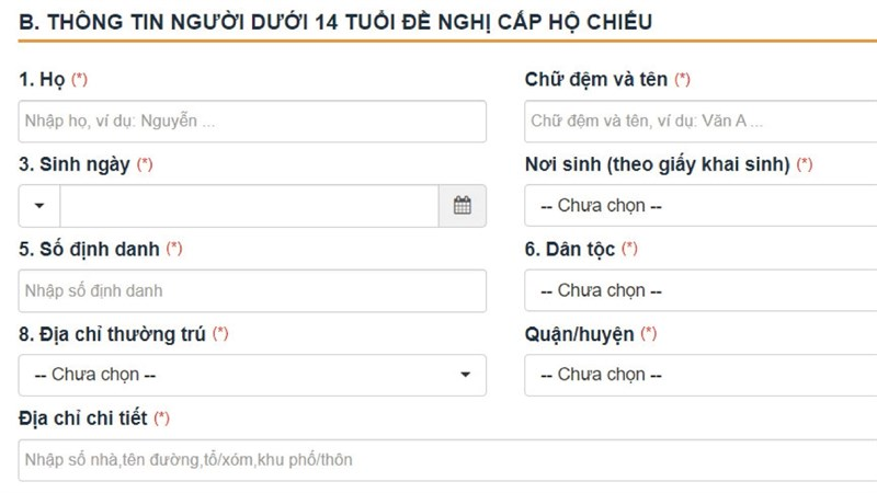 cách làm hộ chiếu online cho trẻ dưới 14 tuổi